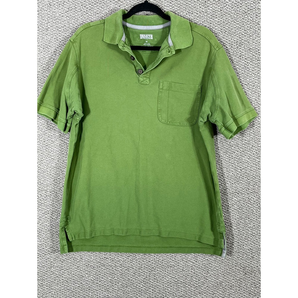 Duluth Trading Co. Polo Shirt Mens Size Medium Green Short Sleeves Pocket Work
